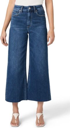 Paige Anessa Raw Hem High Waist Wide Leg Jeans in Venetian Breeze at Nordstrom, Size 27
