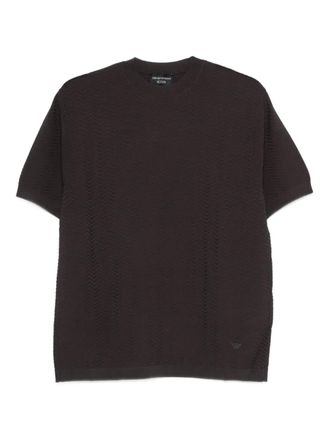 Emporio Armani chevron-pattern short-sleeve T-shirt - men - Viscose/Polyester/Elastane - 3XL - Grey