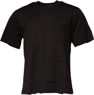 Dolce & Gabbana Dark Brown Logo Cotton Crew Neck Mens T-shirt