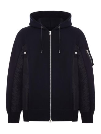 sacai COTTON AND NYLON ZIP-UP HOODIE - Sacai - Man