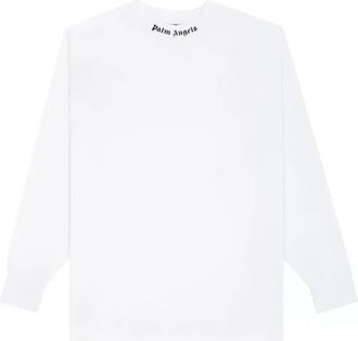 Palm Angels SS21 Classic Logo Over Long-Sleeve T-shirt White Black PMAB001R21JER0010110