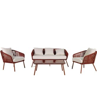 Kactus Republic Conjunto de jard&iacute;n de 4 piezas en aluminio y cuerda