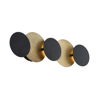 QAZQA Moderno L&aacute;mpara De Pared Moderna Negra Con Dorado Incl. Led Regulable En 3 Pasos 5-luces - Sunrise 3 Met&aacute;lica Redonda Incluye Led Max. 5 X 20 Watt - Q