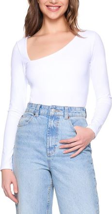 Susana Monaco Diagonal Neck Long Sleeve Top in Sugar at Nordstrom, Size X-Small