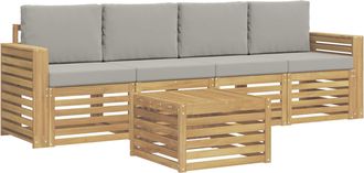 vidaXL Conjunto De Sof&aacute;s De Exterior 5 Uds. Blanco Y Gris Claro Vidaxl