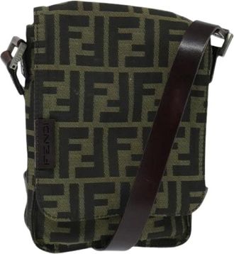 Fendi Pre-owned Cross Body Bags, female, Brown, Size: ONE SIZE Pre-owned Canvas Cross Body Bag