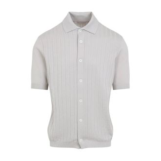 Brunello Cucinelli Brunello Cucinelli, Short Sleeve Shirts, male, Gray, Size: L Cotton Knitted Polo