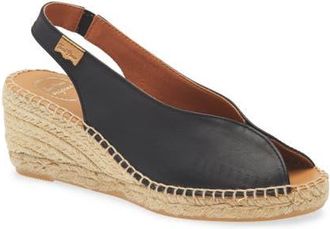 Toni Pons Laila Slingback Peep Toe Platform Wedge Sandal in Black at Nordstrom, Size 8-8.5Us
