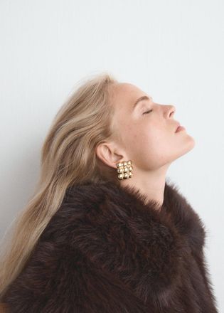 Mango Orecchini quadrati rilievo oro - Donna - Taglia unica - MANGO