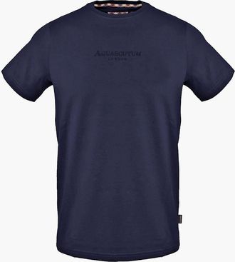 Aquascutum Mens Regular Fit Crew Neck Short Sleeve T-Shirt - Navy - Size: 2X large