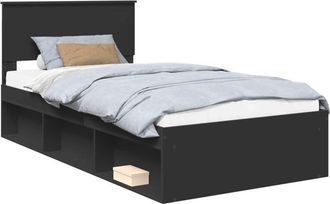 vidaXL Estructura De Cama Negro 100 X 200 Cm Madera De Pino Macizo Vidaxl