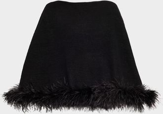 Carolyn Rowan Cropped Cashmere & Lurex Poncho with Ostrich Feather Trim