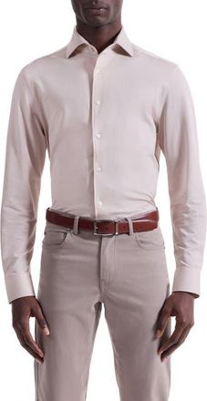 Bugatchi Devon OoohCotton Houndstooth Button-Up Shirt in Sand at Nordstrom, Size Xx-Large