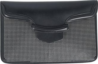 Alexander McQueen Alexander McQueen Pre-owned Womens Studded Heroine Flat Pouch in Black Leather - One Size