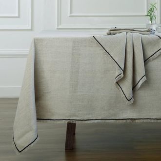 Febronie Mantel lino 150x300 natural / negro