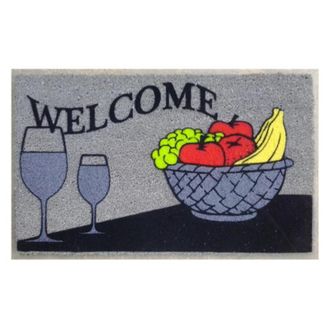 Imports Decor Welcome Wine Coir Door Mat, Kitchen Dining Coconut Fiber Doormat with Non-Slip PVC Backing, Indoor Outdoor Entrance Rug