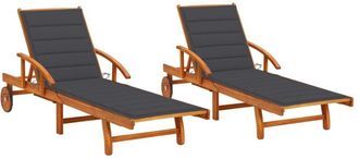 vidaXL Tumbonas Con Cojines 2 Unidades Madera Maciza De Acacia Vidaxl