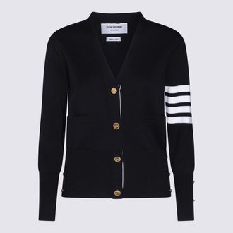 Thom Browne Navy Merino Wool 4-Bar Milano Stitch Cardigan