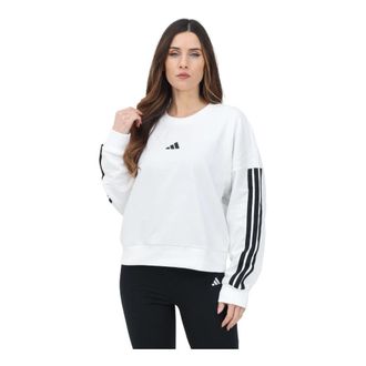 adidas 3-Stripes French Terry Crew Neck Sweatshirt - Dames - Sportshirts - Wit - L - Katoen - Fitness