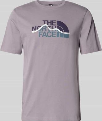The North Face Regular Fit T-Shirt aus reiner Baumwolle Modell MOUNTAIN LINE in Flieder, Gr&ouml;&szlig;e XXL