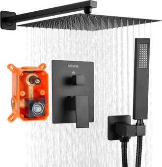 OEM Juego De Grifo De Ducha De Lluvia Con Cabezal De Ducha Cuadrado De 30,5 Cm Y Rociador De Mano, Grifer&iacute;a De Ba&ntilde;o De Pared Con V&aacute;lvula De Lat&oacute;n Y Kit De