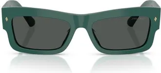 Jimmy Choo London 53mm Rectangular Sunglasses in Dark Green/dark Grey at Nordstrom