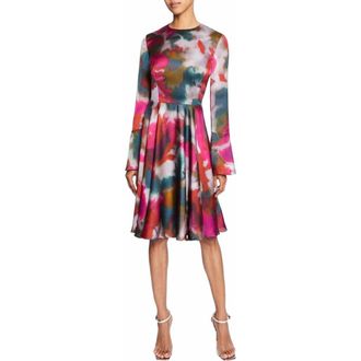 Santorelli RONI Long Sleeve Knee Length Abstract Printed Flared Dress in Sedona Multi at Nordstrom, Size 4