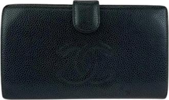 Chanel Pre-owned Lederen Lange Portemonnee - Dames - Vintage Accessoires - Zwart - ONE Size - Leer - Vintage