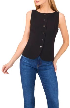 CeCe by Cynthia Steffe Boat Neck Waistcoat in Rich Black at Nordstrom, Size X-Large