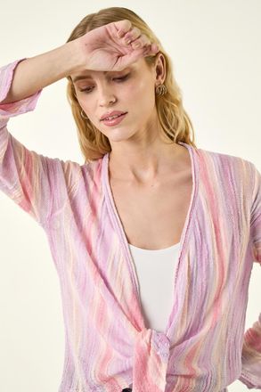 Roman Textured Stripe Knit Cardigan