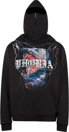 Phobia Archive Snake Balaclava Hoodie - Heren - Vesten met rits - Zwart - M - Katoen - Hoodies & sweatvesten