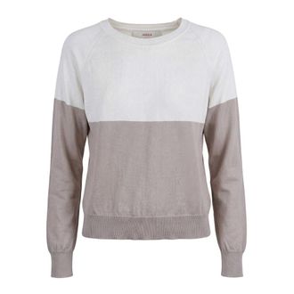 Jucca Round-neck Knitwear, female, Beige, Size: XS Bicolor Knit Sweater