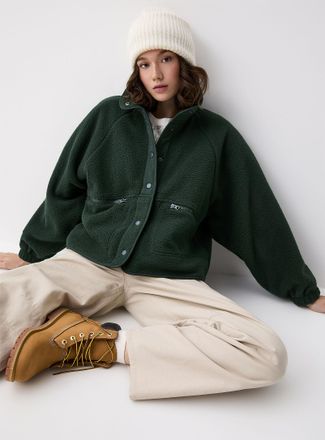 Twik Womens Nylon details fleece jacket