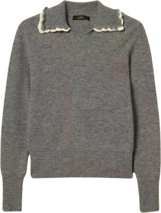 Twinset Actitude Gebreide trui met polokraag - Dames - Ronde hals truien - Grijs - S - Wol - Truien & Vesten