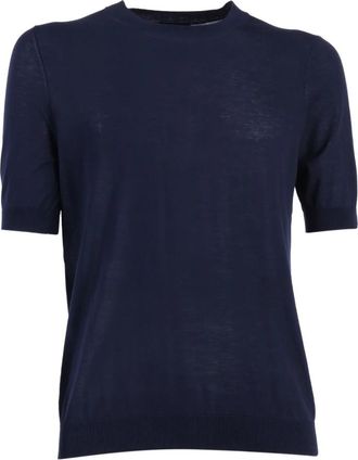 Ballantyne Pullover Manica Corta - Heren - Ronde hals truien - Blauw - M - Truien & Vesten