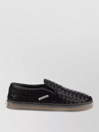 Bottega Veneta slip on loafers woven texture rubber sole