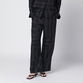 Toteme Black silk trousers with monogram