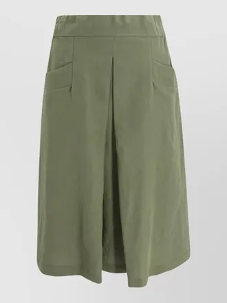 Whyci high waist linen skirt front pleat