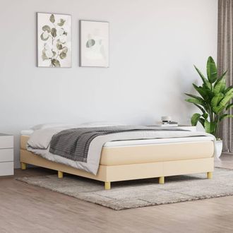 vidaXL Cama Box Spring Con Colch&oacute;n Tela Color Crema 140x190 Cm Vidaxl