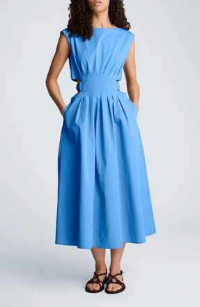 Kenneth Cole Cutout D-Ring Tie Back Midi Dress in Lake Blue at Nordstrom, Size 14