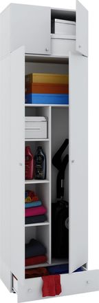 ebuy24 Vcm Gabinete De Escoba De Madera 6 Compartimentos Dimensiones: An. 70 X Al. 237 X T. 40 Cm Gabinete Para El Hogar Armario Multiusos Adjunto Con 2 Puer