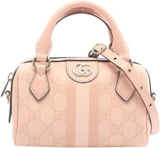Gucci Pre-owned Ophidia GG Supreme Handtas - Dames - Vintage Mini Tas - Roze - ONE Size - Leer - Vintage