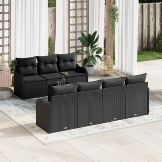 vidaXL Vidaxl - Conjunto De Sof&aacute; De Jard&iacute;n 8 Pcs Negro 55 X 55 X 37 Cm