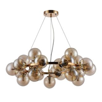 Netlighting Modern Hanging Pendant Golden 25 Light with Cognac Shade G9 in Gold