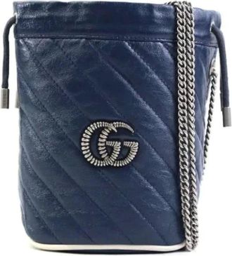 Gucci Pre-owned Cross Body Bags, female, Blue, Size: ONE SIZE Pre-owned Leather gucci-bags