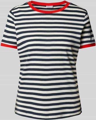 Jake*s Casual T-Shirt mit mit Streifenmuster in Dunkelblau, Gr&ouml;&szlig;e S