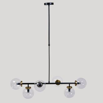 Maisons du monde L&aacute;mpara de techo de metal negro con bolas de cristal transparente