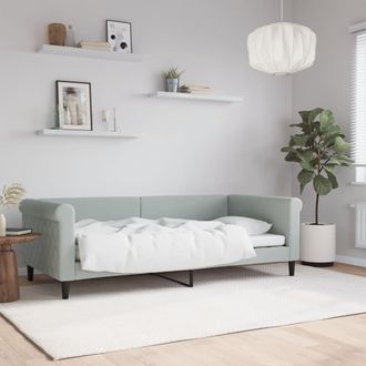 vidaXL Sof&aacute; Cama Sin Colch&oacute;n Terciopelo Gris Claro 90x190 Cm Vidaxl