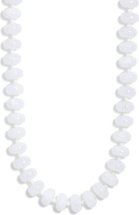 Nordstrom 12mm Beaded Necklace in White- Gold at Nordstrom
