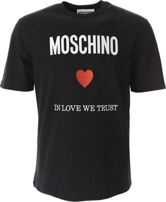 Moschino Biologisch Katoen Liefde Vertrouwen T-shirt - Heren - T-shirts - Zwart - S - Katoen - Tops